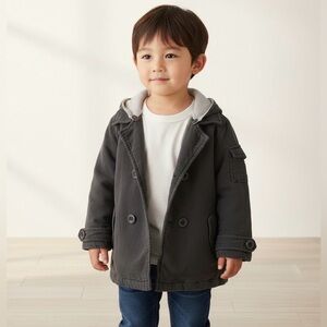 Babystyle Double Breasted Cotton Jacket Detachable Hood 18-24M